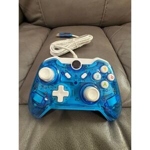 Transparent Blue Wired Controller for Xbox One and PC USB Gamepad Clear Shell